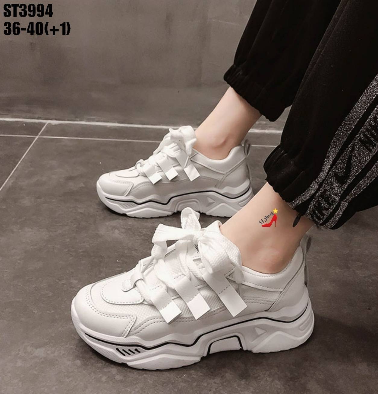 รองเท้าผ้าใบSportแต่งเมจิกเทป (สีขาว)