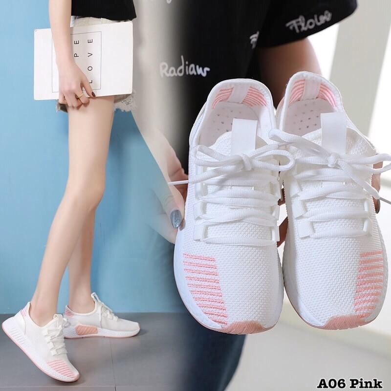 รองเท้าผ้าใบแฟชั่นสไตล์Sportแต่งสี (สีฟ้า)