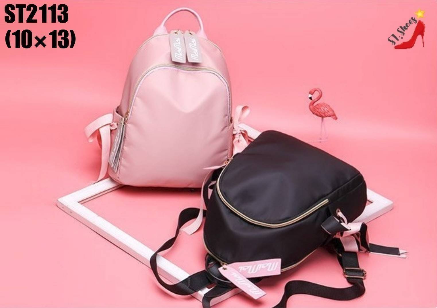 กระเป๋าเป้ไนล่อนผู้หญิง (สีชมพู)