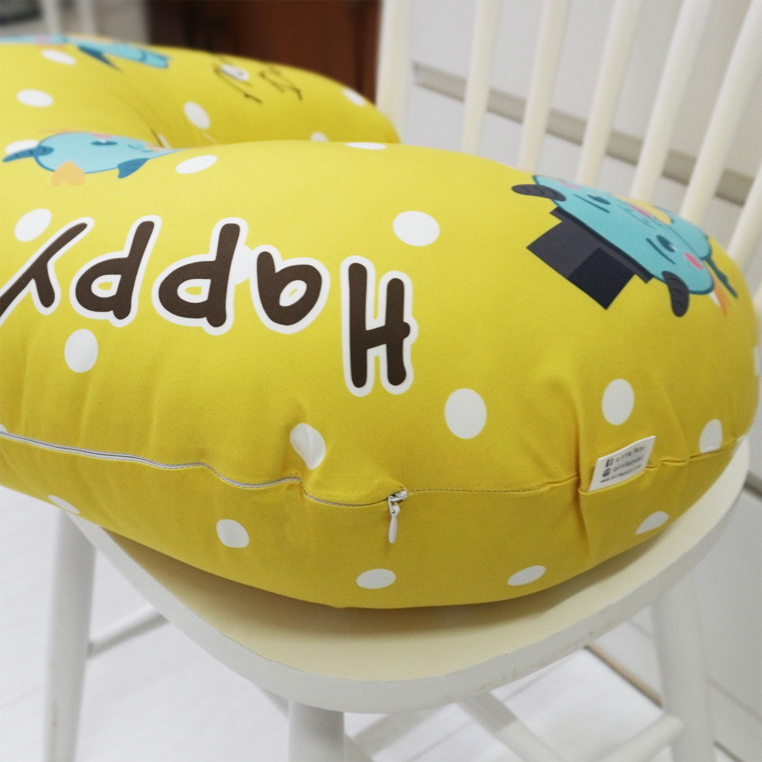 หมอนรองให้นม สั่งทำใส่ชื่อ ลาย Dragon - Yellow