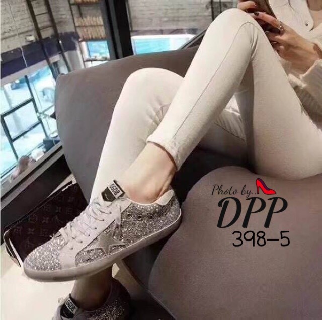 รองเท้าผ้าใบสไตล์ GGDB Stars sneaker silver sequins