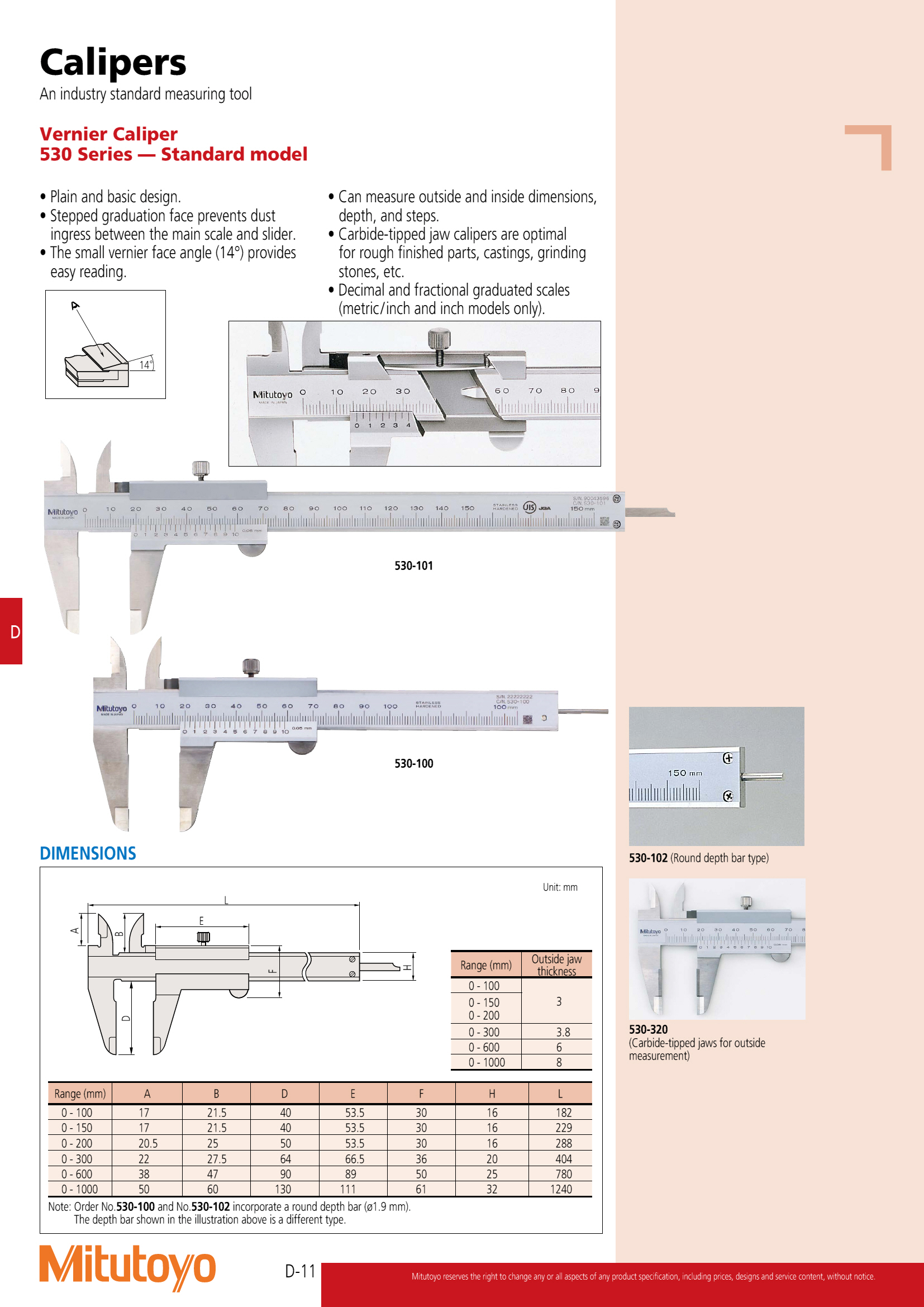 Vernier Caliper | เวอร์เนียร์คาลิเปอร์ MITUTOYO [JAPAN] Model : 530-118 [Metric/Inch] | Range = 0-200mm / 0-8" | Graduation = 1/1000" | Standard Model