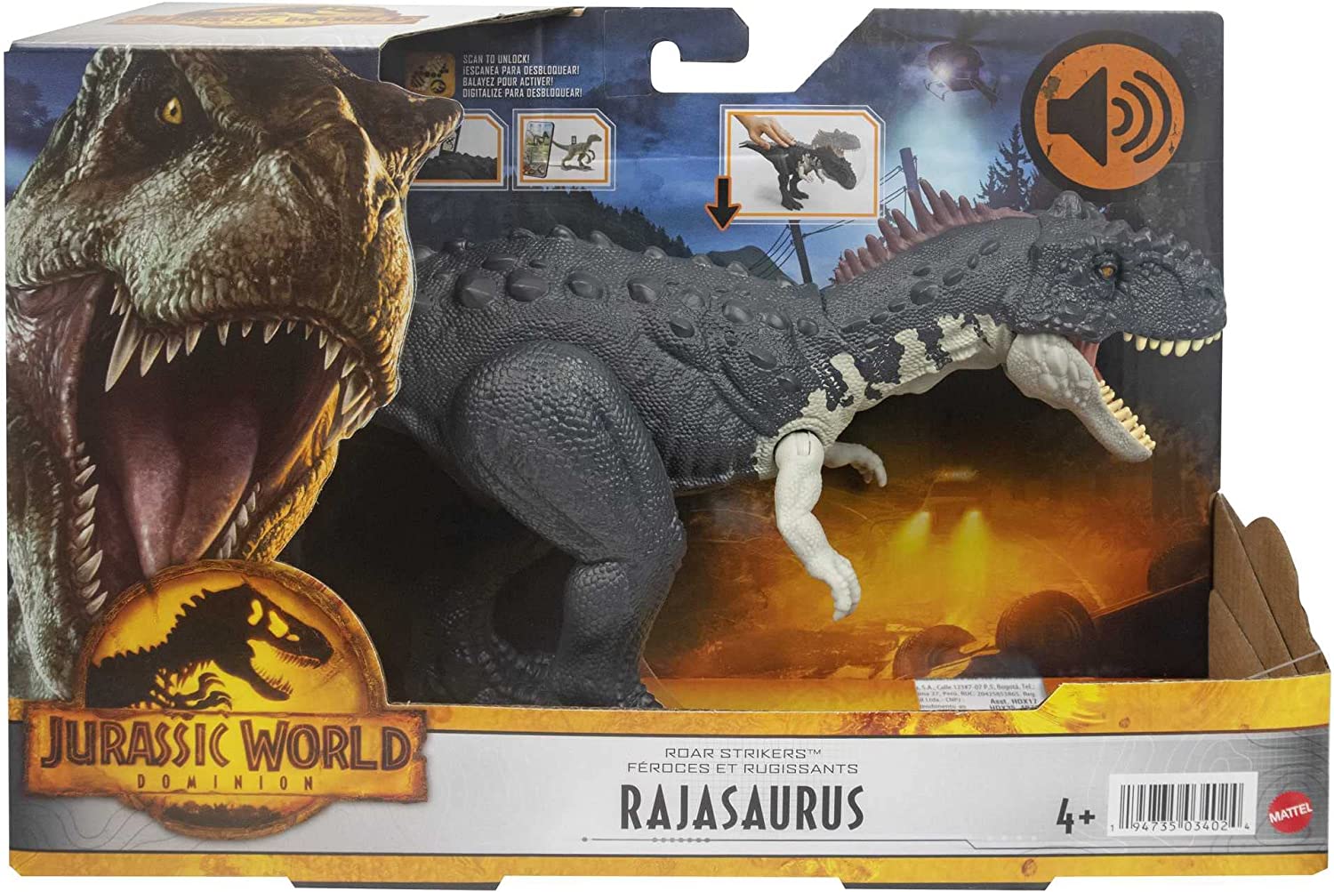 Mattel Jurassic World Roar Strikers Rajasaurus (HDX45) แมทเทล จูราสสิค เวิลด์ ของเล่นแอ็กชั่นฟิกเกอร์ไดโนเสาร์ ราชซอรัส