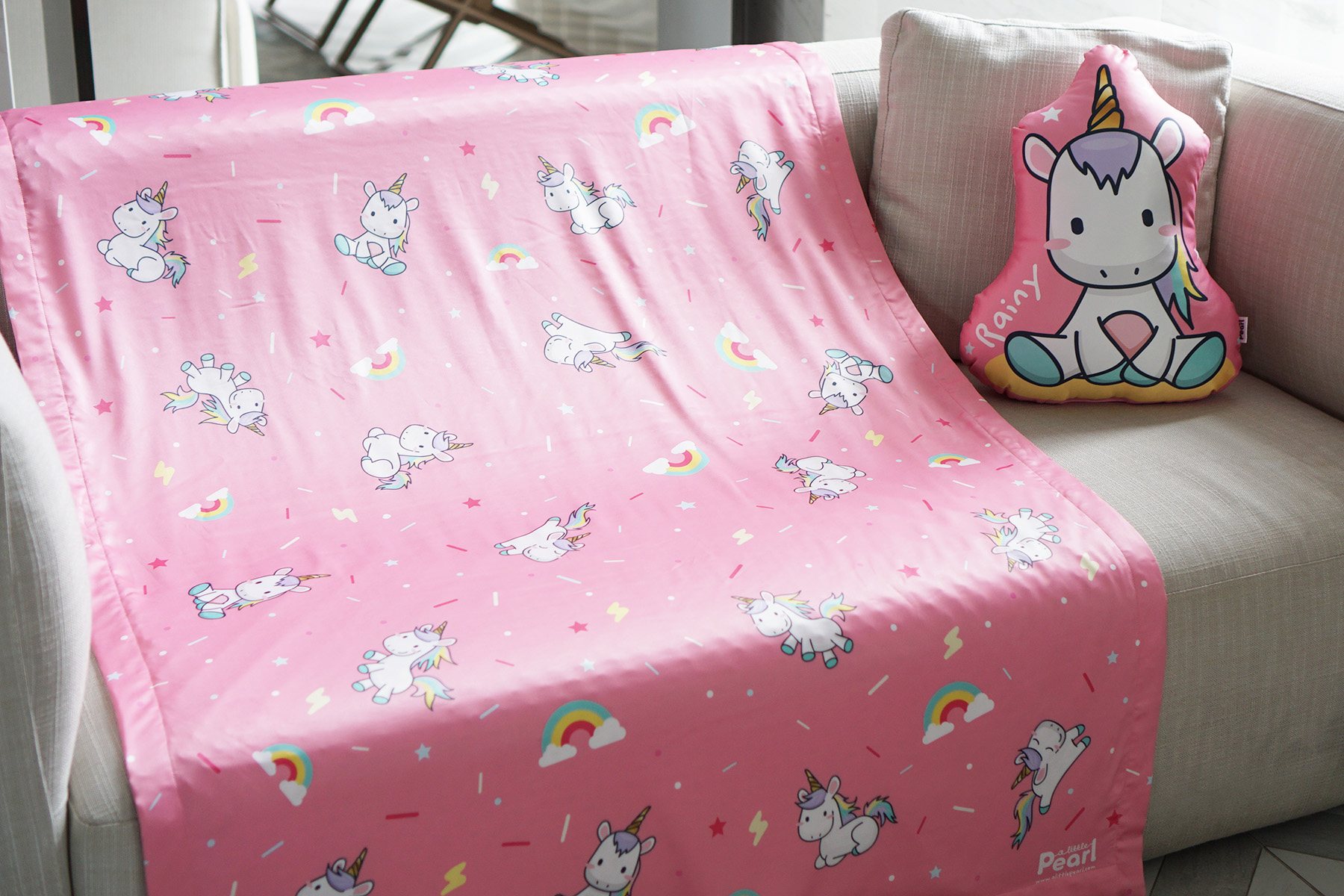 ผ้าห่มเด็ก ใส่ชื่อ ลายยูนิคอร์น - Unicorn - Pink
