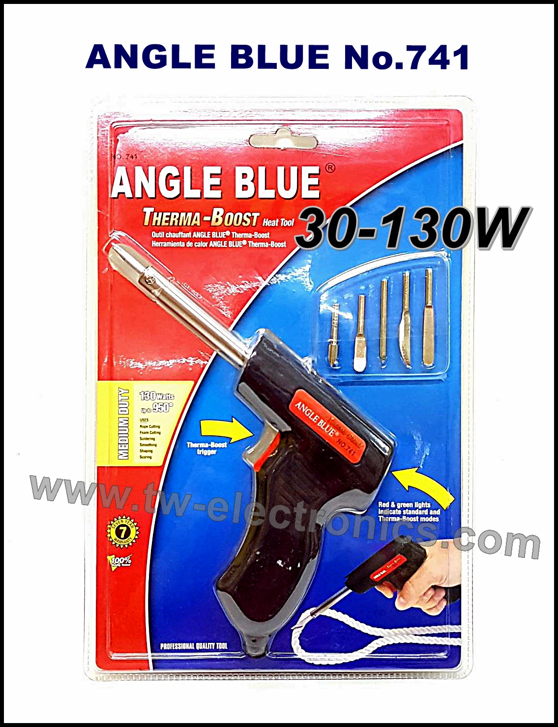 หัวแร้งปืน 30-130W เปลี่ยนหัวได้ 6 แบบ / ANGLE BLUE No.741