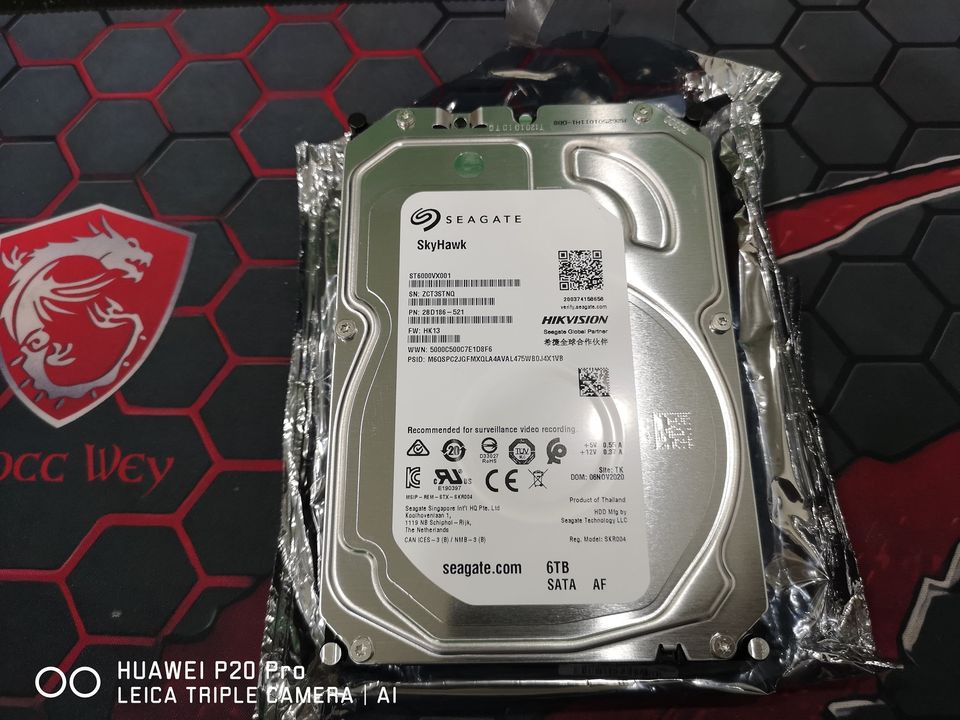 6TB HDD CCTV Seagate SKYHAWK (5400RPM, 256MB, SATA-3, ST6000VX001)