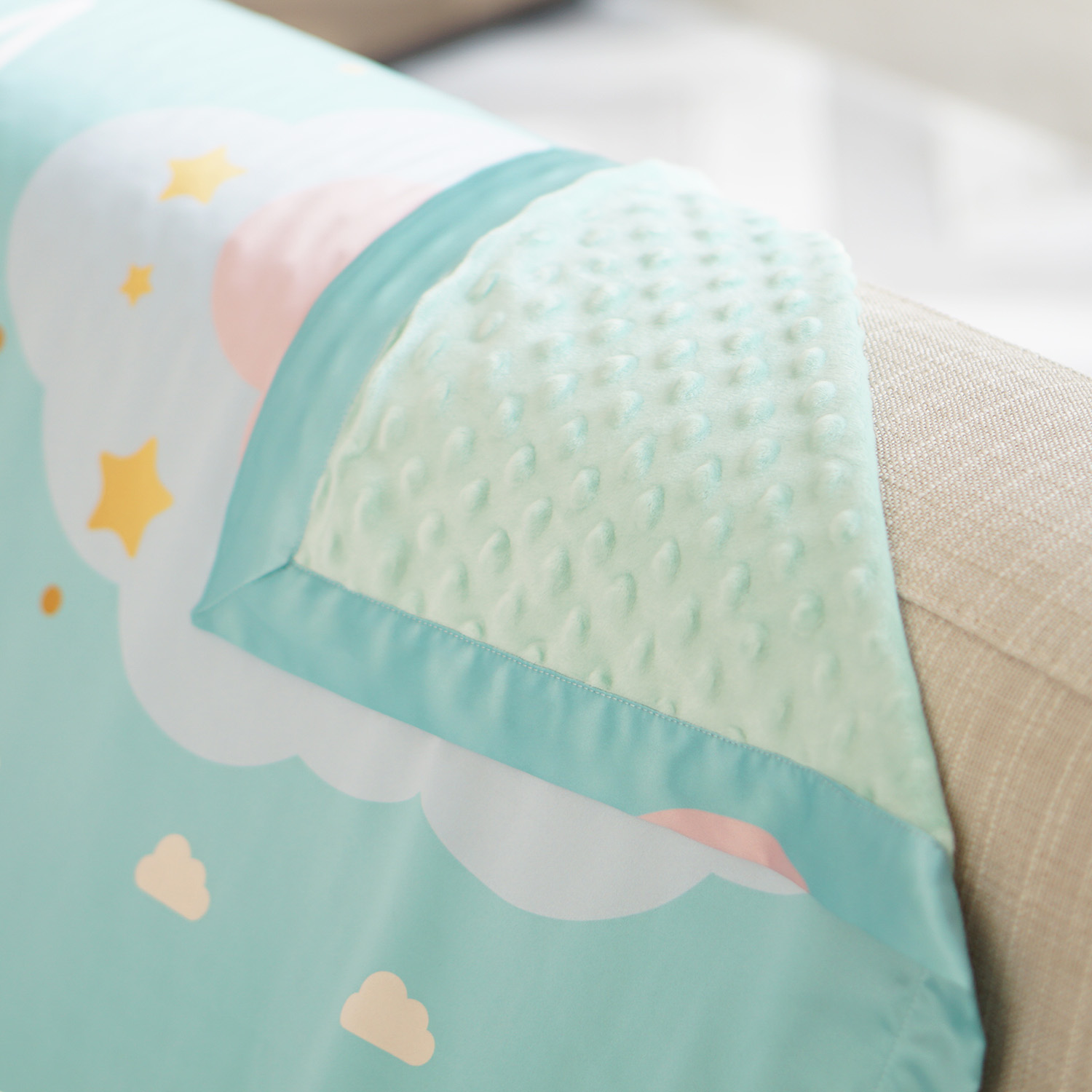 ผ้าห่ม ใส่ประวัติแรกเกิด ลาย Moon - Mint