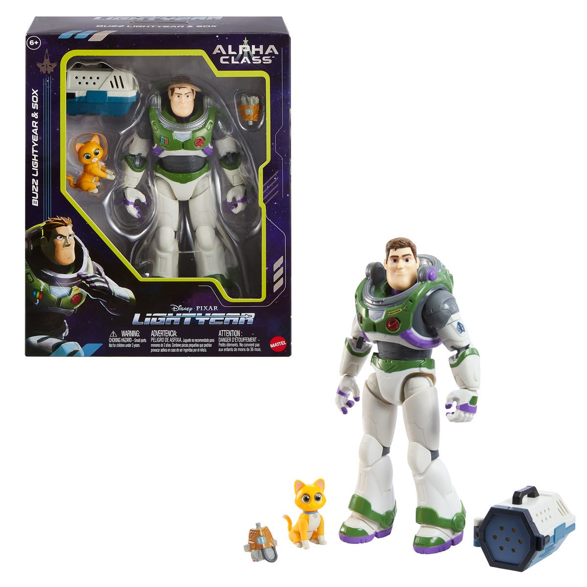Mattel Disney Pixar Lightyear Alpha Class Collector Buzz Lightyear and Sox (HHK06) แมทเทล ดิสนีย์ พิกซาร์ ไลท์เยียร์ ของเล่นแอ็กชั่นฟิกเกอร์ บัซ ไลท์เยียร์ และ ซอค