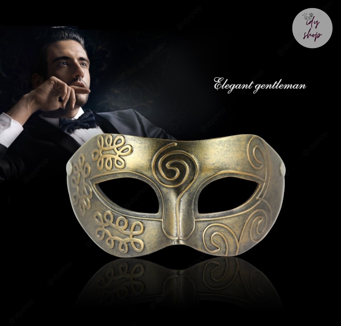 หน้ากากนักรบโรมันกรีกโบราณ สีโลหะโบราณ สไตล์กลาดิเอเตอร์ (Gladiator) Fancy Roman Mask หน้ากากแฟนซี ผู้ชาย หน้ากากแฟนซีครึ่งหน้า หน้ากากแฟนซี idyshop