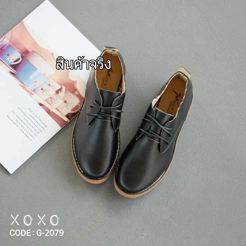 รองเท้าใบpuสไตล์เทย์ (สีดำ)