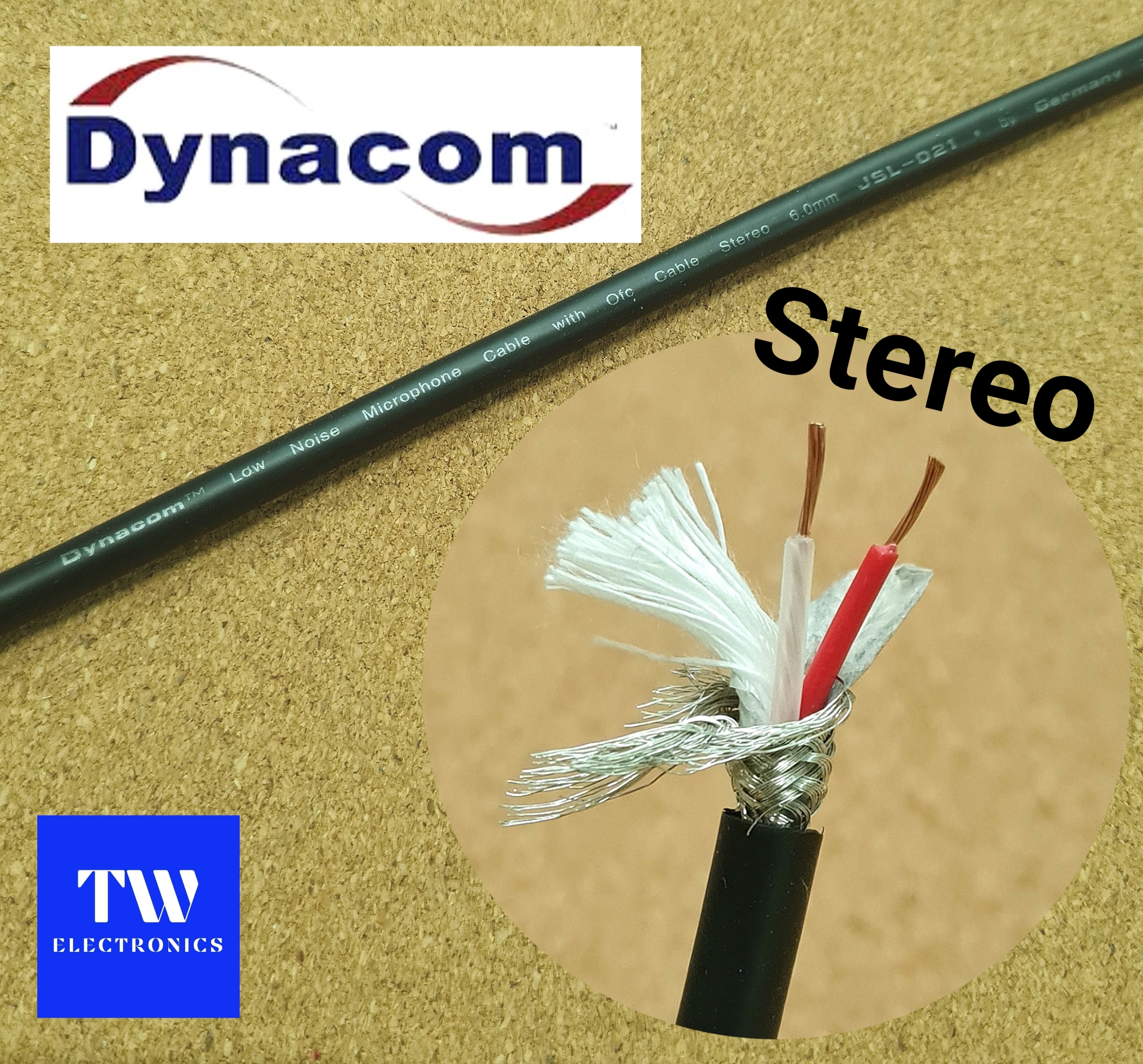สายสัญญาณไมโครโฟน สเตอริโอ 6mm. (สีดำ) Dynacom / JSL-021