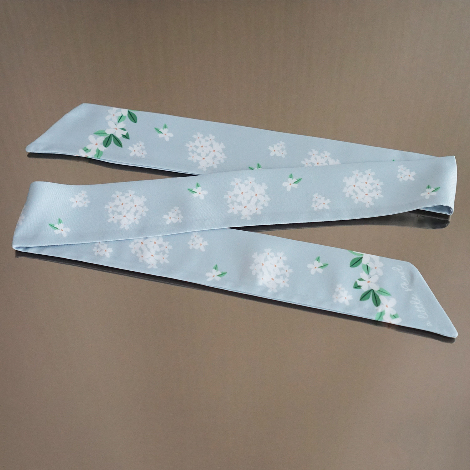 ผ้าพันหูกระเป๋า Grade B ลาย Jasmine - Grey (ราคาต่อ 1 เส้น)
