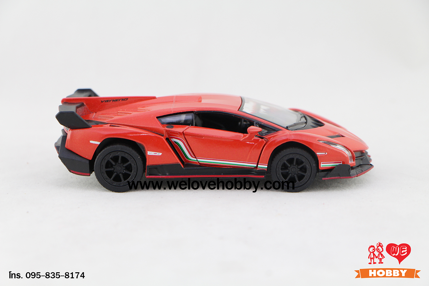 โมเดลรถซุปเปอร์ คาร์ Lamborghini Veneno สีส้ม Scale 1:36
