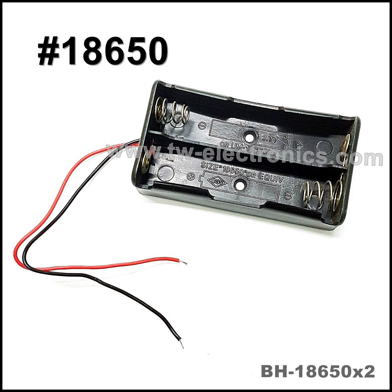 รางถ่าน #18650 2 ก้อน ไม่มีฝา / BH-18650x2
