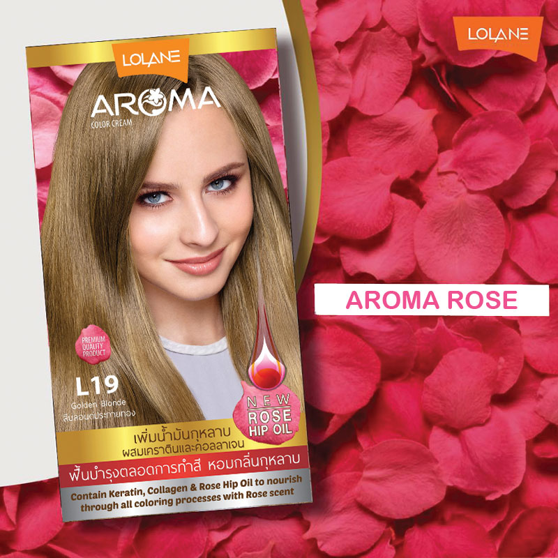 ครีมเปลี่ยนสีผม โลแลน อโรมา คัลเลอร์ ครีม Lolane Aroma L19 สีบลอนด์ประกายทอง 145 กรัม