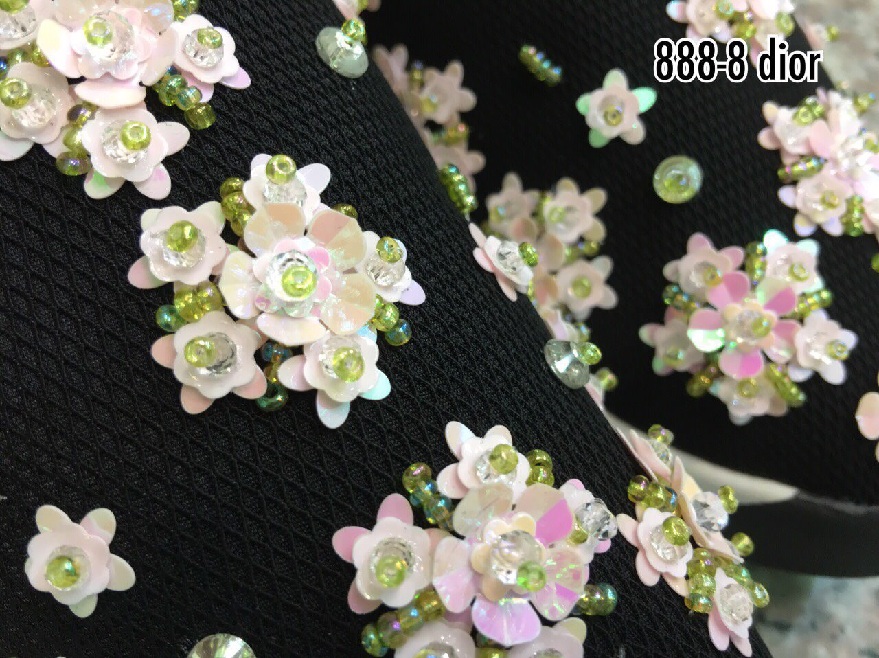 รองเท้า Dior Fusion Sneakers ลายดอกไม้ (สีดำ)