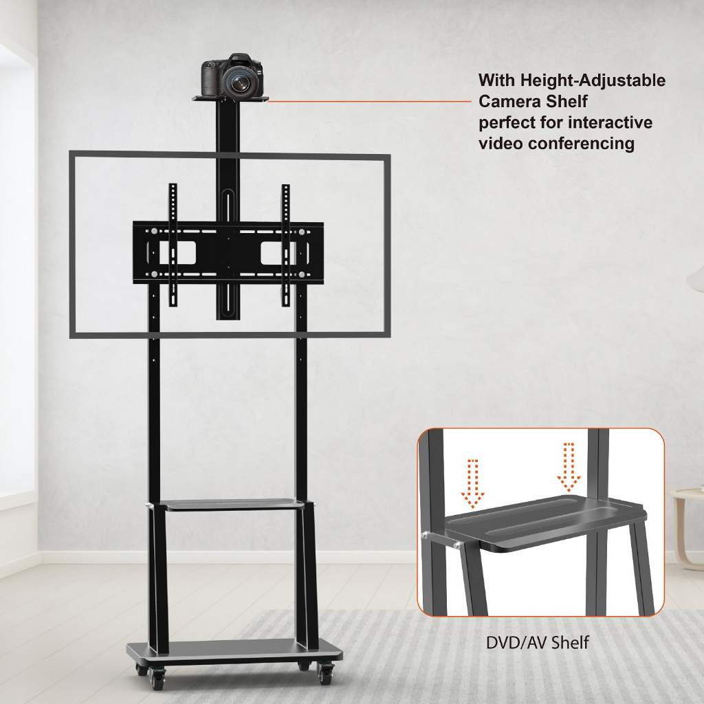 ขายถูก GLINK GWM-ST02 ขาตั้ง TV 32-70นิ้ว แบบล้อเลื่อนพร้อมชั้นวาง รับน้ำหนักสูงสุดได้ 60 Kg. STAND TV MOUNT ประกันศูนย์