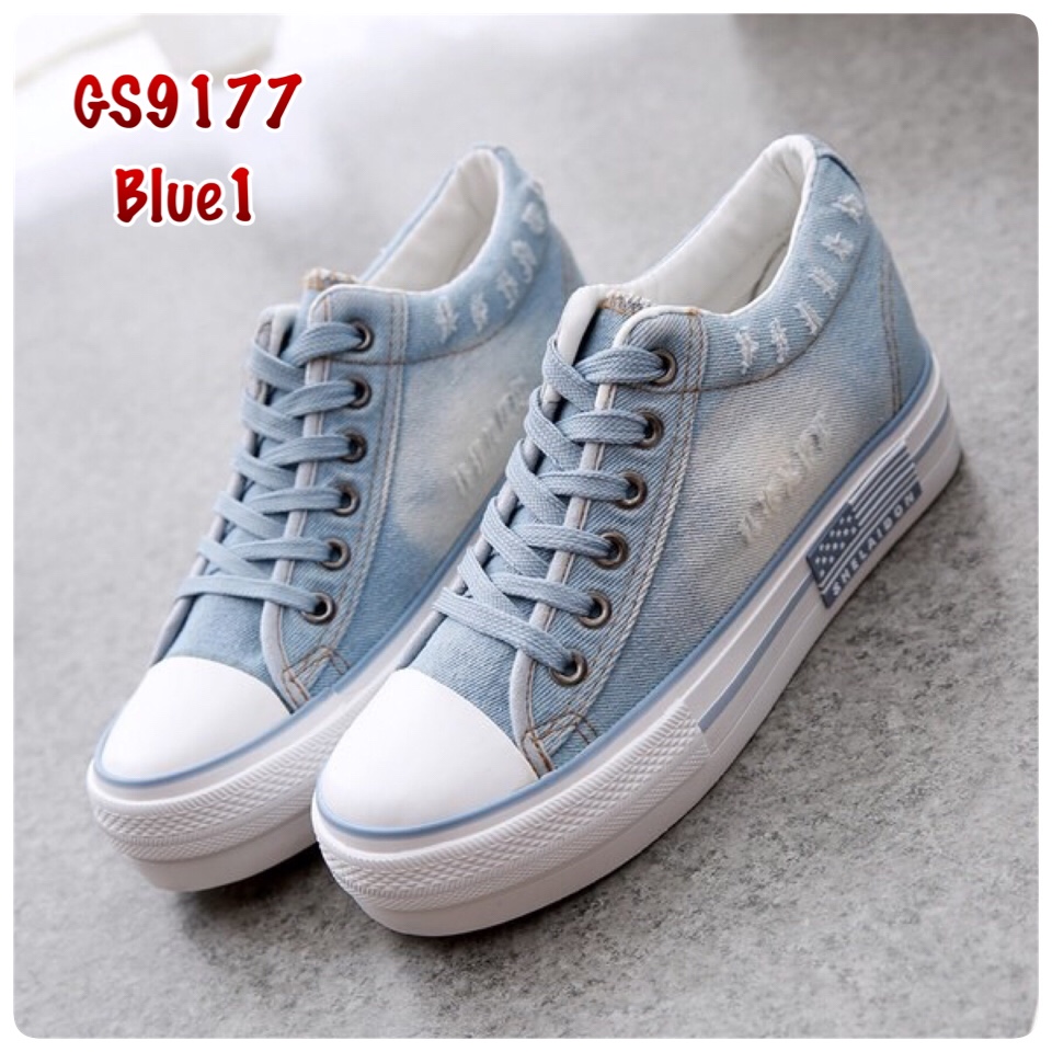 รองเท้าผ้าใบยีนส์ฟอก (สียีนส์เข้ม)