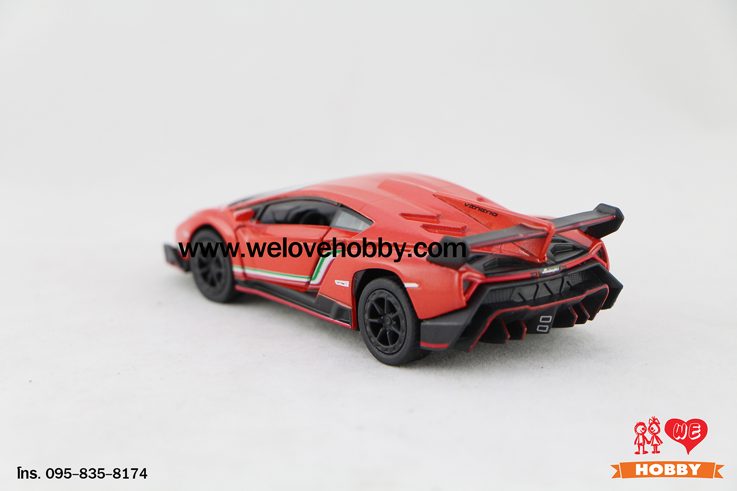 โมเดลรถซุปเปอร์ คาร์ Lamborghini Veneno สีส้ม Scale 1:36
