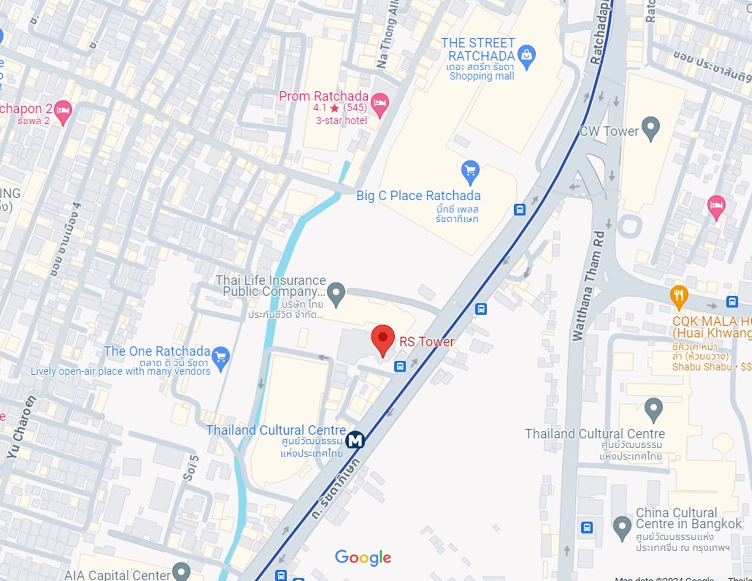 อาคาร อาร์เอส ทาวเวอร์ (RS Tower) สำนักงานให้เช่าติดถนนรัชดาภิเษก ใกล้รถไฟฟ้า MRT ศูนย์วัฒนธรรมแห่งประเทศไทย เพียง 50 เมตร