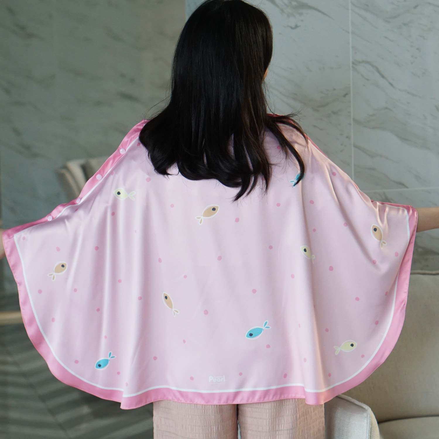 ผ้าคลุมให้นม 3in1 (รุ่นมีกระดุม ถอดโครงได้) แบบสั่งทำใส่ชื่อ ลาย Kitten - Pink
