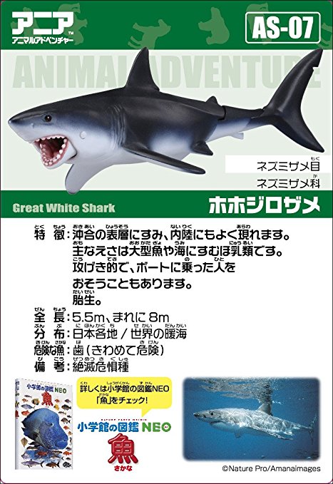 โมเดลปลาฉลามขาว (Great White Shark) แบรนด์ Takara Tomy ขนาดยาวประมาณ 7.5 ซม