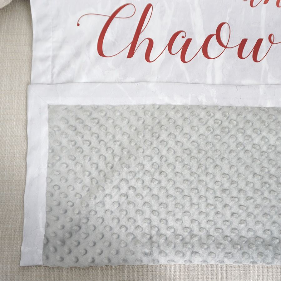 ผ้าห่ม ใส่ชื่อ ลายหินอ่อนสีเทา ไซส์ใหญ่ 100x150cm