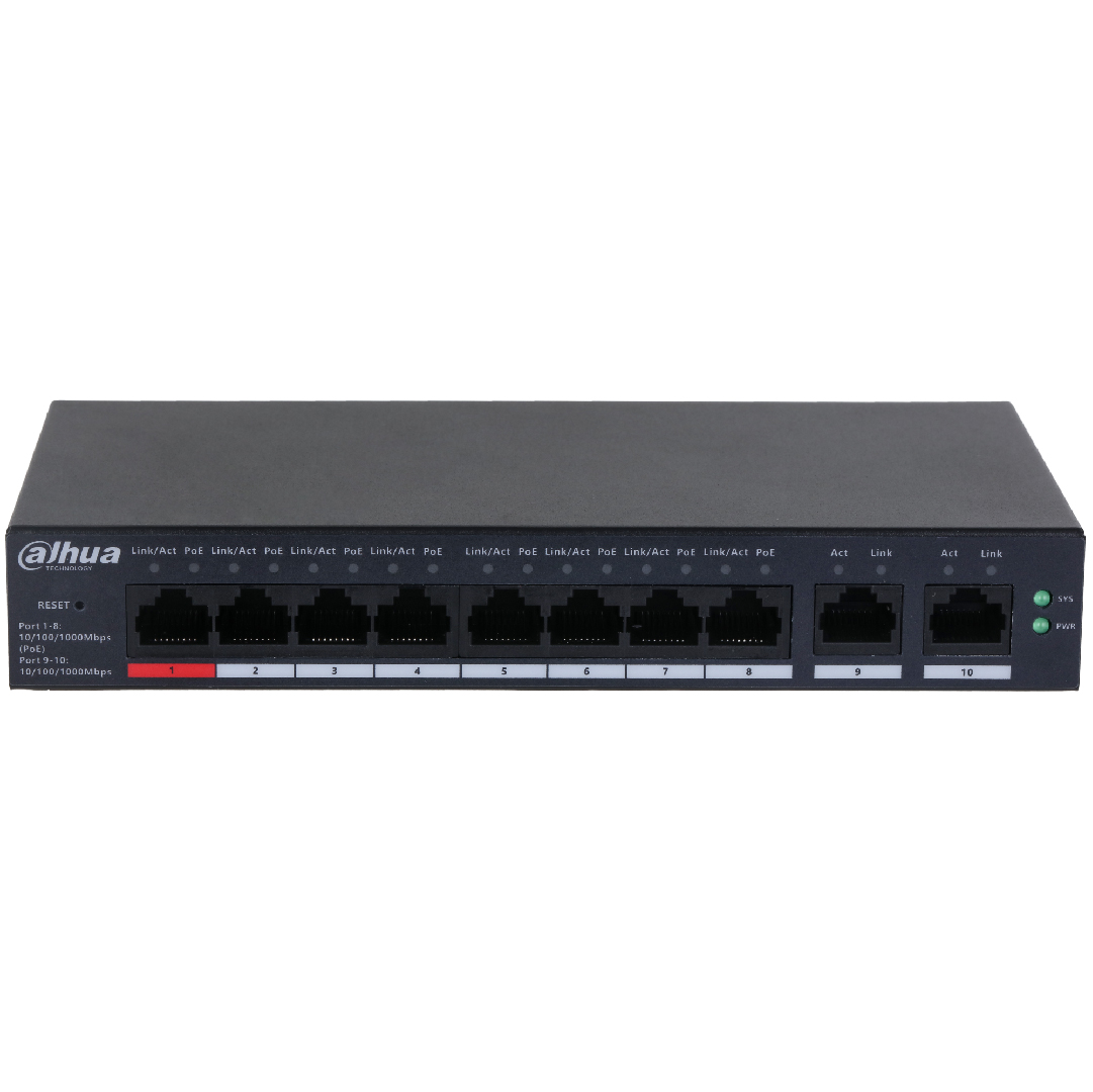 ขายถูก DH-CS4010-8GT-110 Dahua 10-Port Cloud Managed Desktop Gigabit Switch with 8-Port PoE ต้าหัว (ICT SPEC) ประกันศูนย์