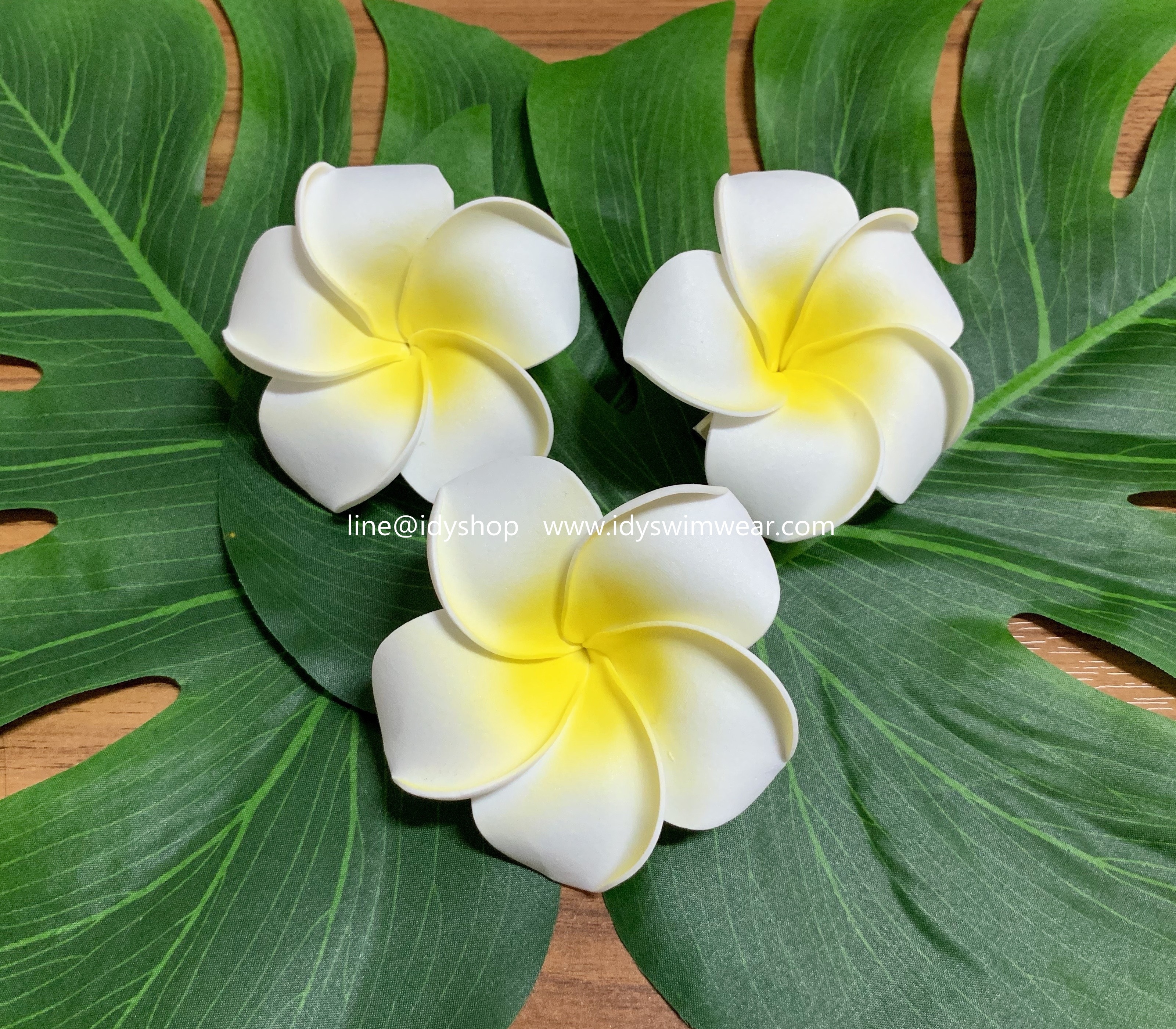 Set 3 ดอก กิ๊บติดผม plumeria กิ๊บ ดอกไม้ ดอกลีลาวดี เกาหลี ขนาด 9 เซนติเมตร สีขาว