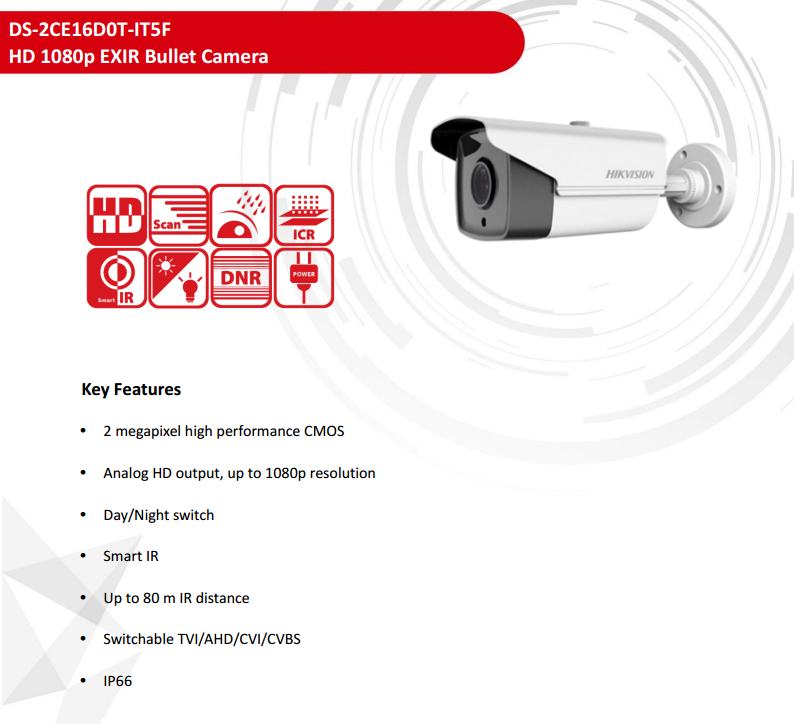 ขายถูก HIKVISION Turbo HD รุ่น DS-2CE16D0T-IT5F ความละเอียด 2 ล้านพิกเซล