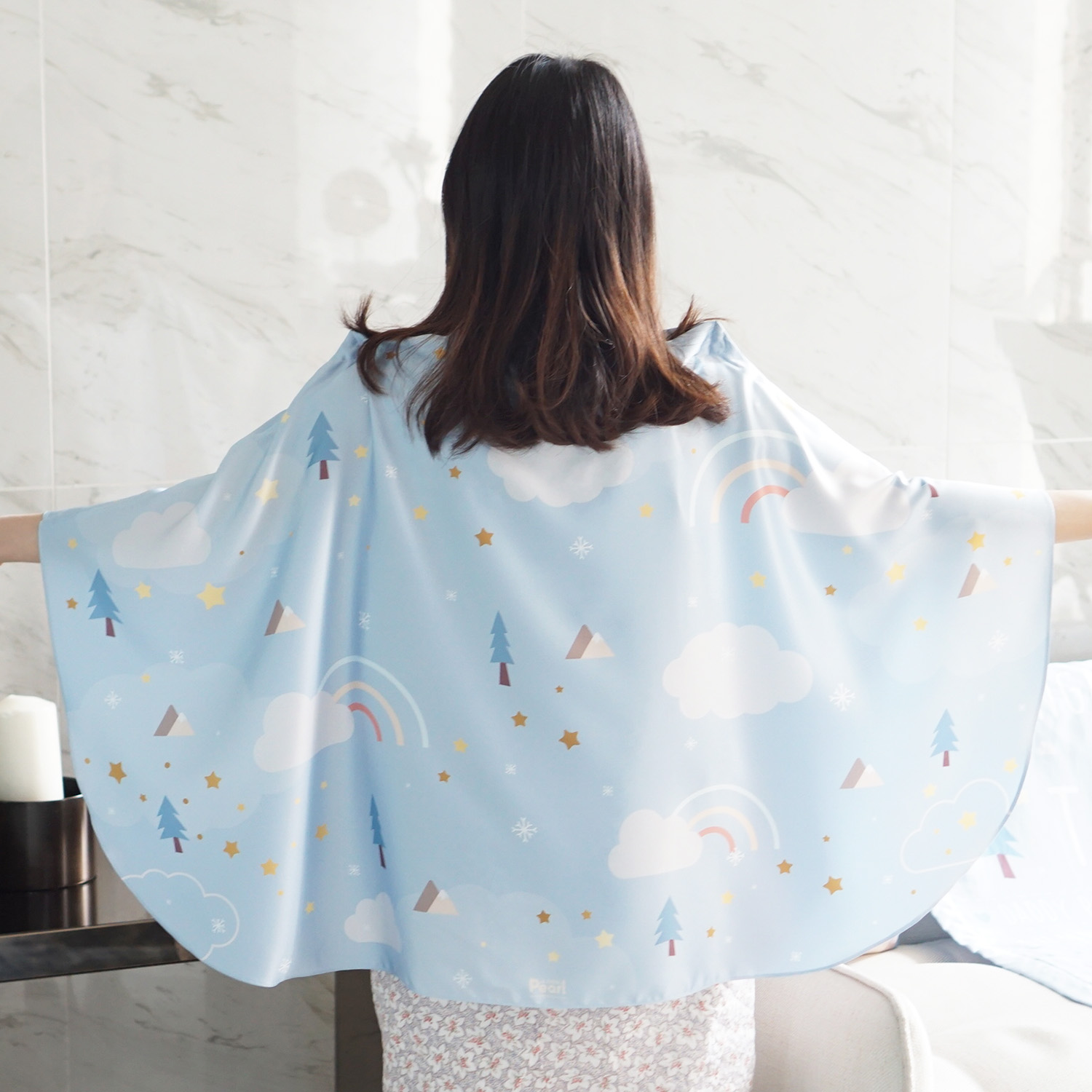 ผ้าคลุมให้นม สั่งทำใส่ชือ ลาย Woodland - Blue
