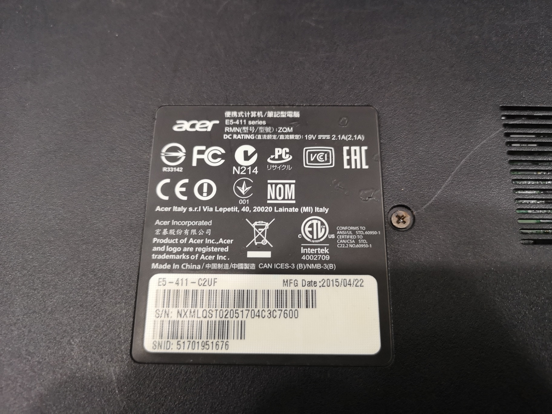 ACER Aspire E5-411
