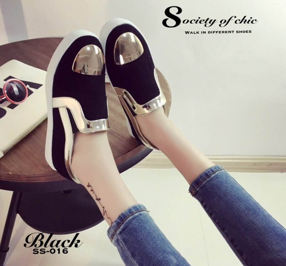 รองเท้า Two Tone Metalic Loafer (สีเทา)