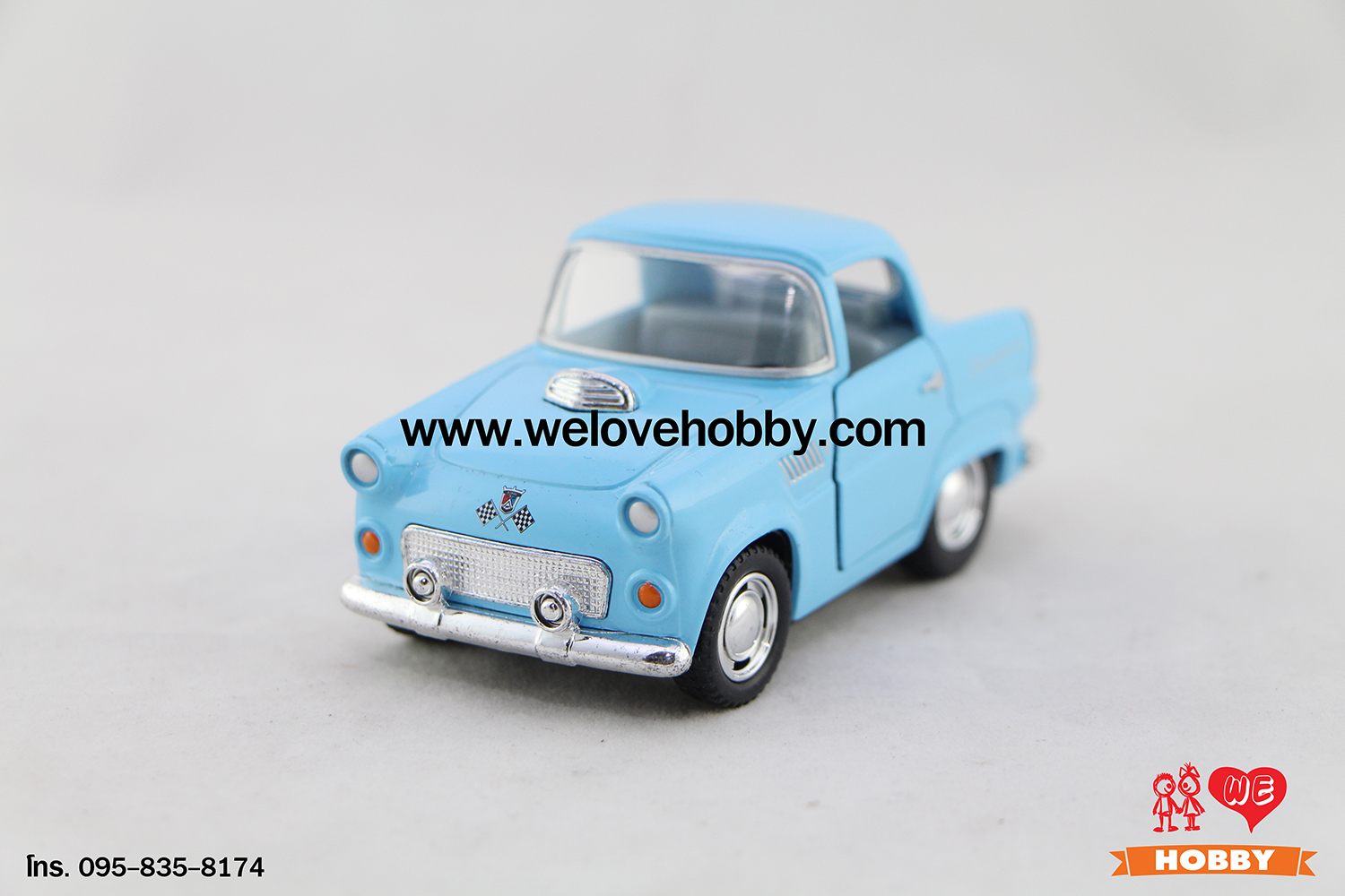 โมเดลรถคลาสสิค 1955 Ford Thunderbird ไซส์เล็ก สีฟ้า Scale : 4”