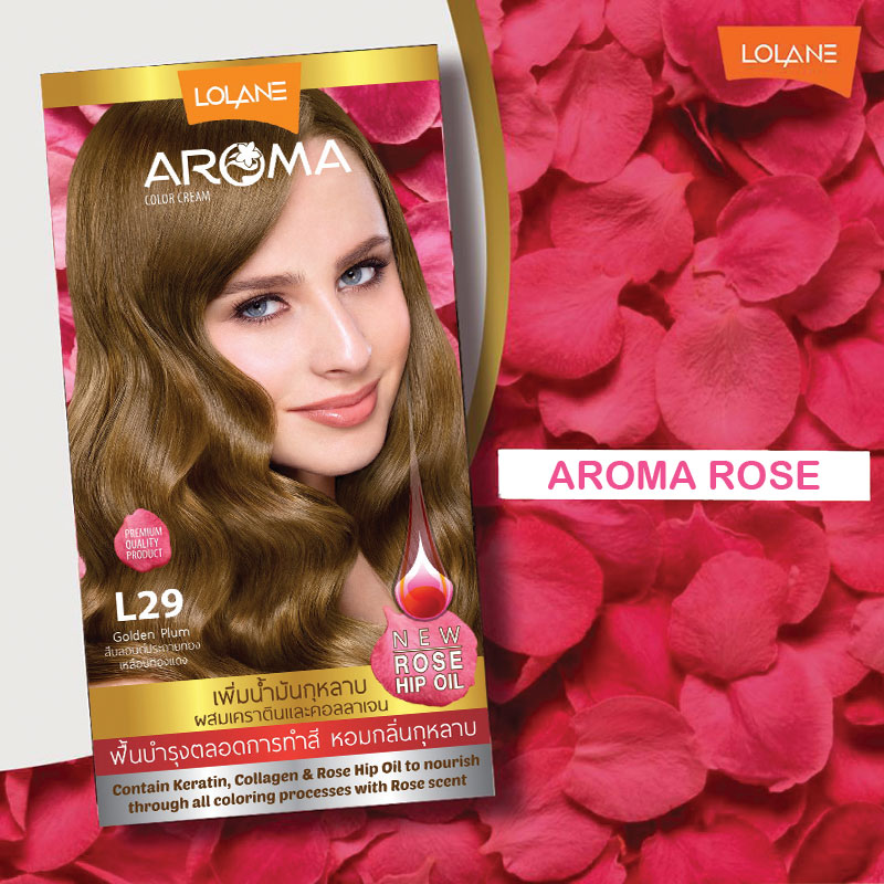 ครีมเปลี่ยนสีผม โลแลน อโรมา คัลเลอร์ ครีม Lolane Aroma L29 สีบลอนด์ประกายทองเหลือบทองแดง 145 กรัม