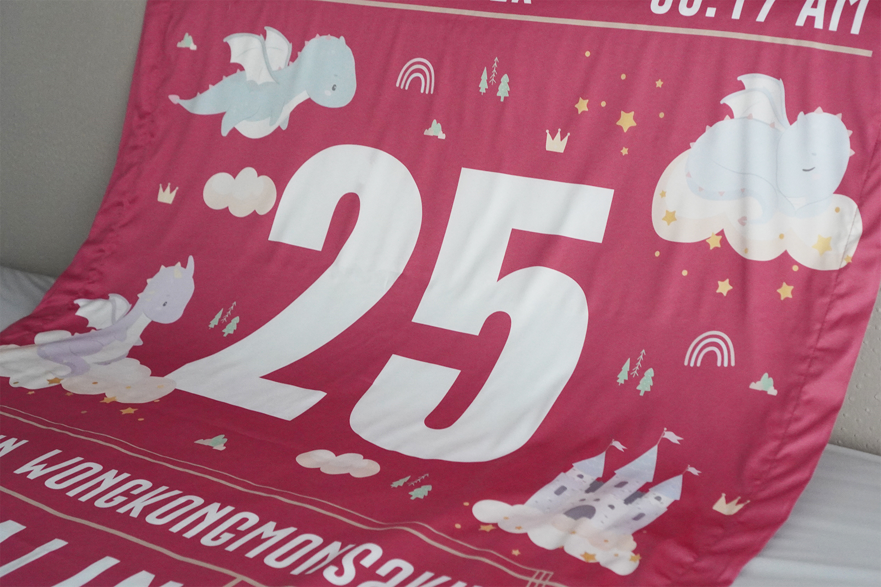 ผ้าห่มเด็ก ใส่ประวัติแรกเกิด ลาย Chinese Calendar - Dragon - Red