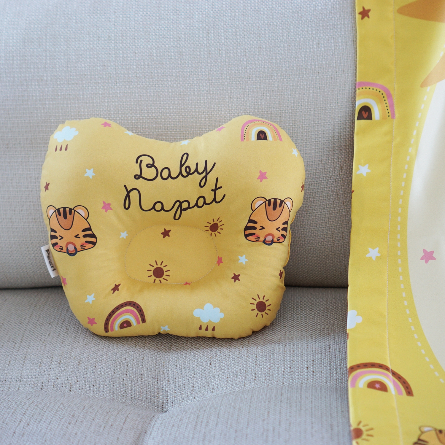 หมอนเด็ก หมอนหลุม Baby Pillow สั่งทำใส่ชื่อ ลาย Tiger - Yellow