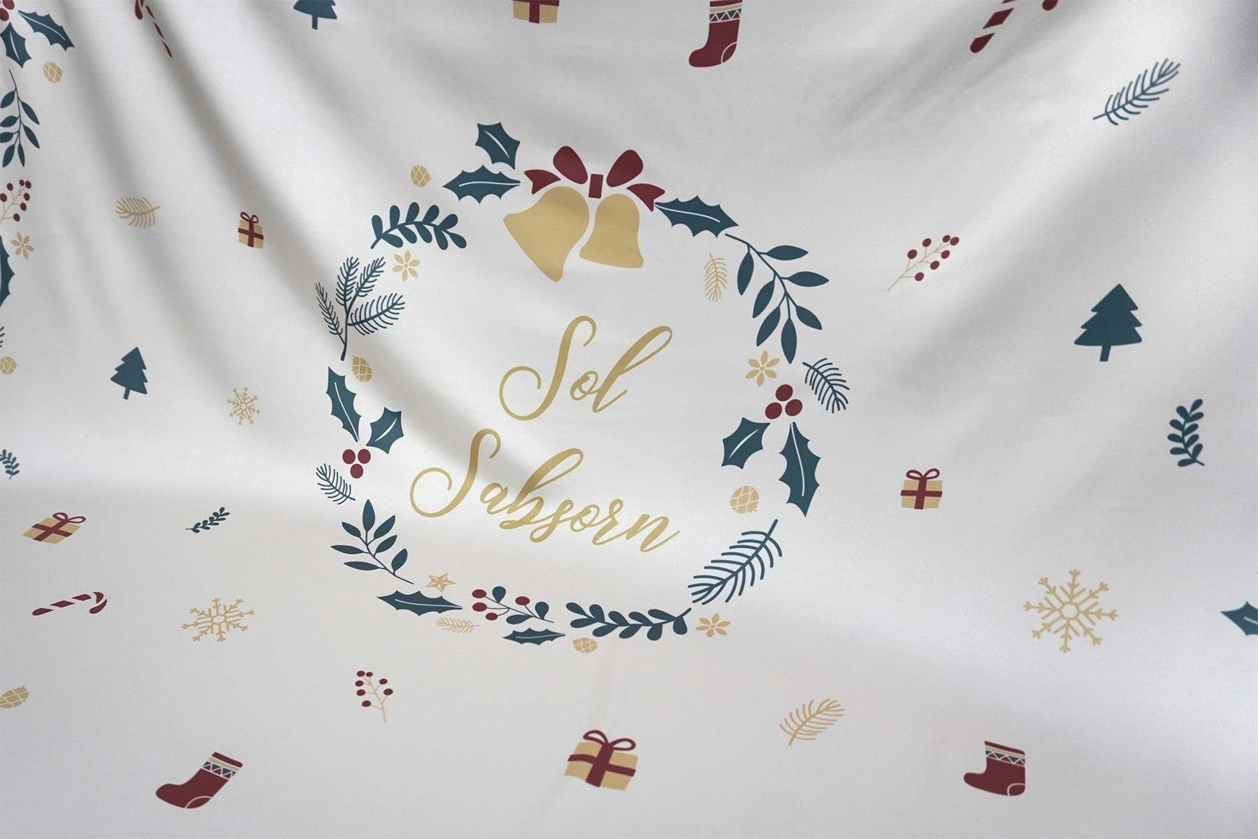 ผ้าพันคอ ลาย Christmas - Cream