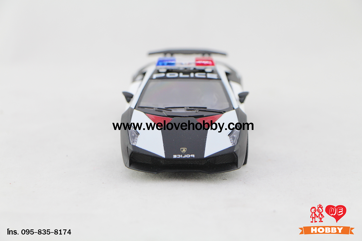 โมเดลรถตำรวจ Lamborghini Sesto Elemento สีดำ-ขาว Scale 1:38