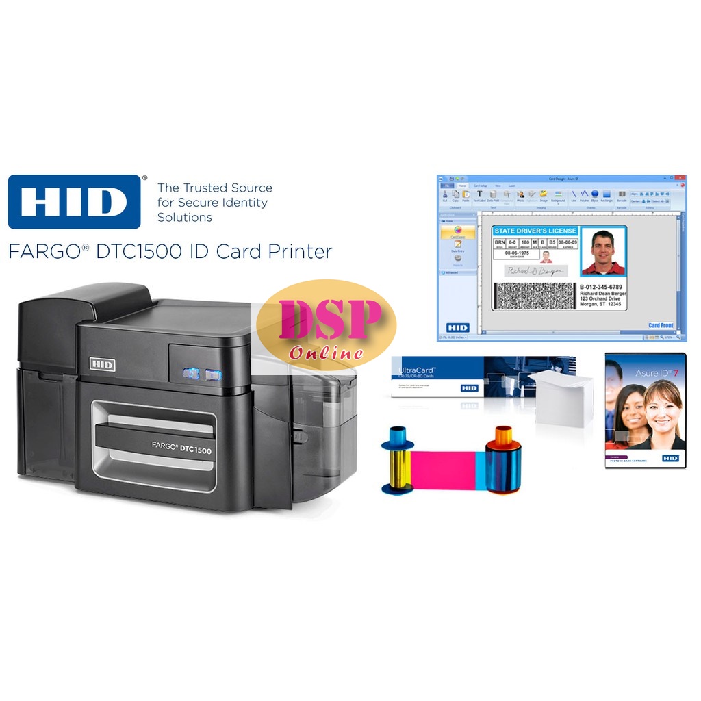 ขายถูก เครื่องพิมพ์บัตร HID FARGO DTC1500e Dual-Sided Printing, USB + Ethernet Printer เครื่องพิมพ์บัตร (PN:51405)