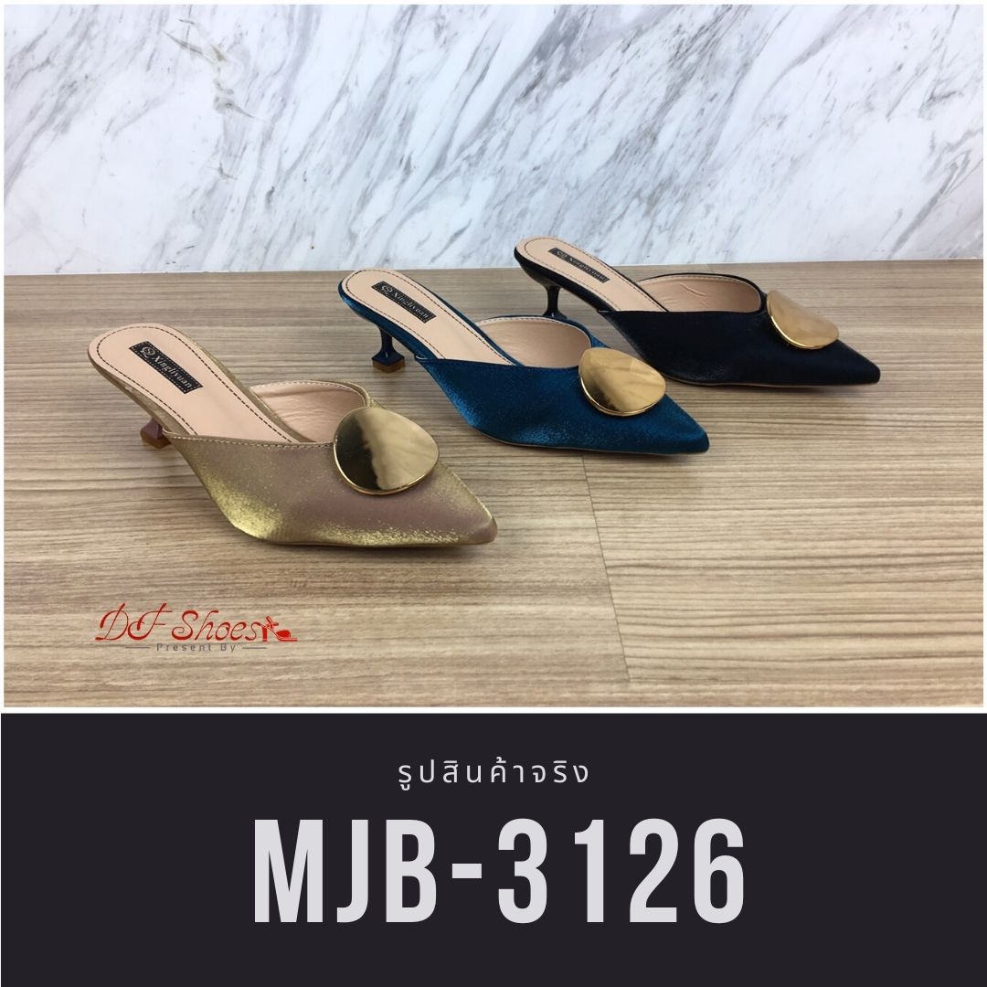 รองเท้าซาตินทรงเปิดส้น (สีดำ)