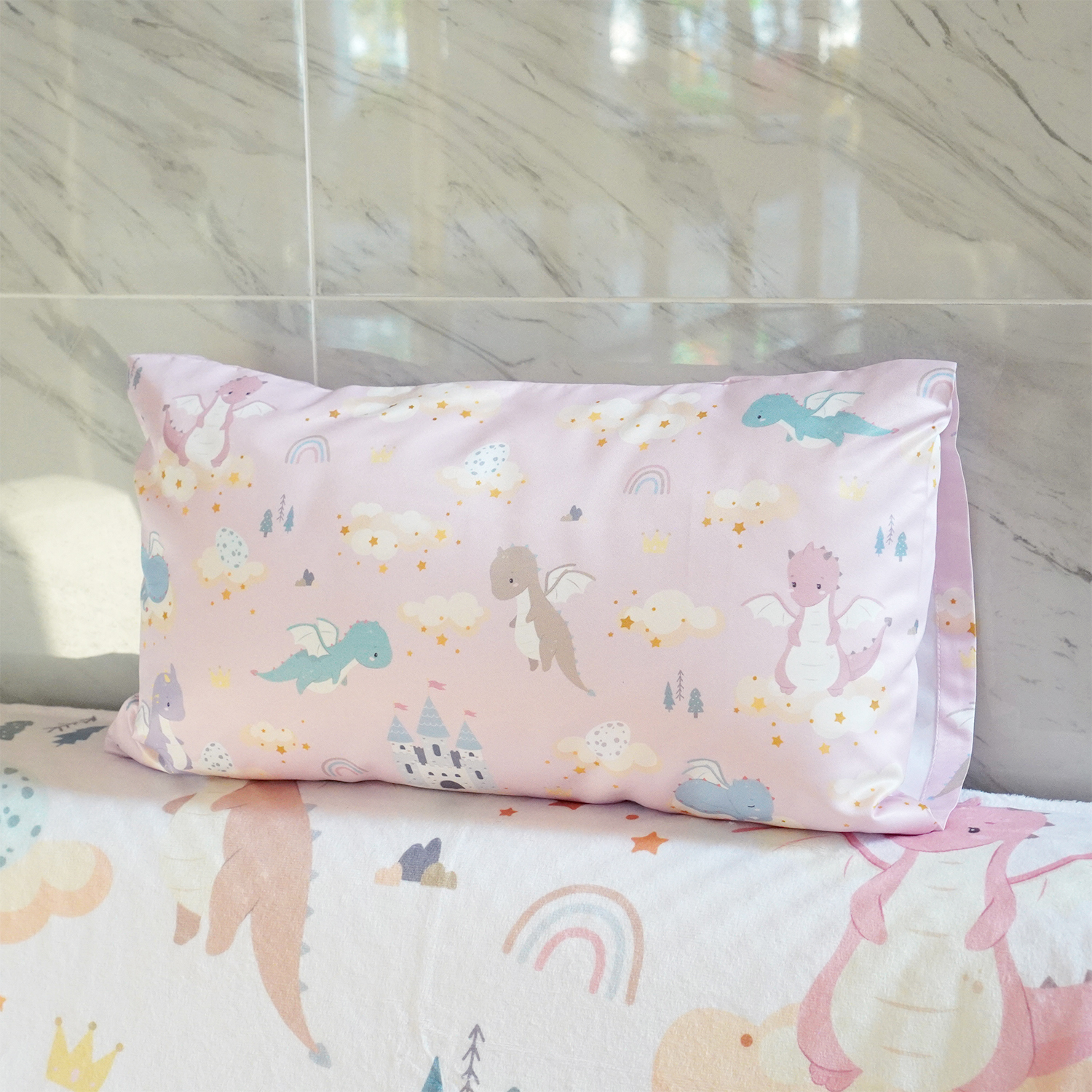 หมอนเด็ก สั่งทำใส่ชื่อ ลาย Dragon - Pink