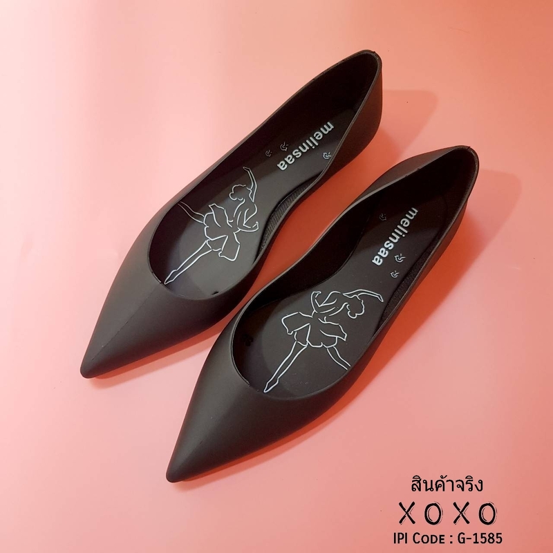 รองเท้าคัทชูpvcทรงหัวแหลม (สีดำ)