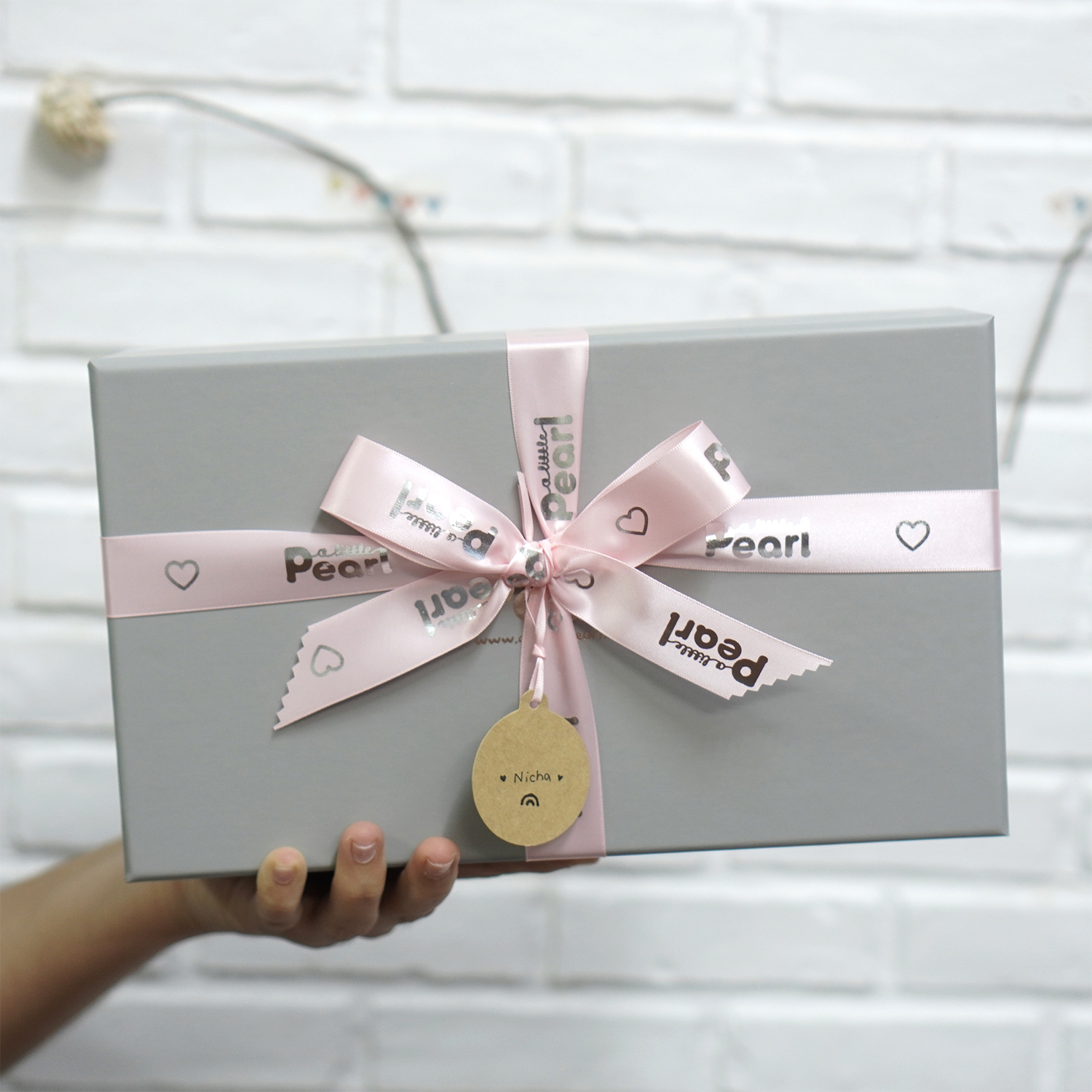 ผ้าห่ม Minky - สีขาว 75x100cm แบบปักชื่อ+icon - Mango