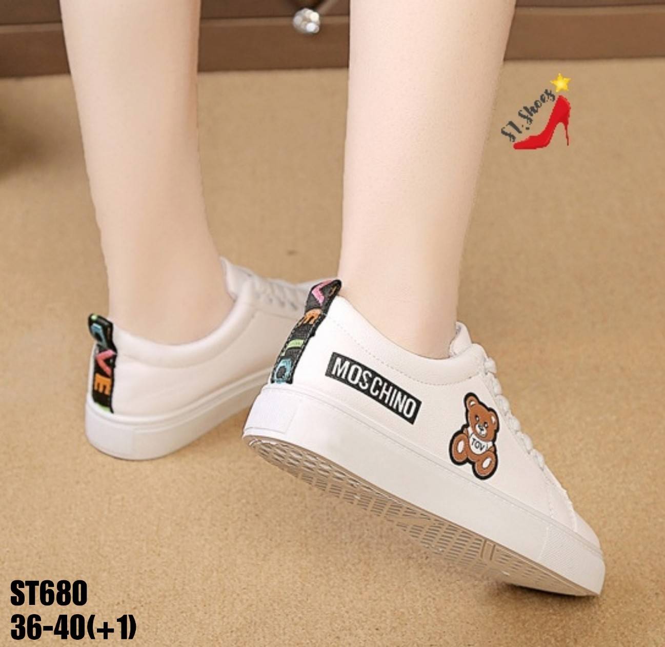 รองเท้าผ้าใบหมี Teddy (สีฟ้า)