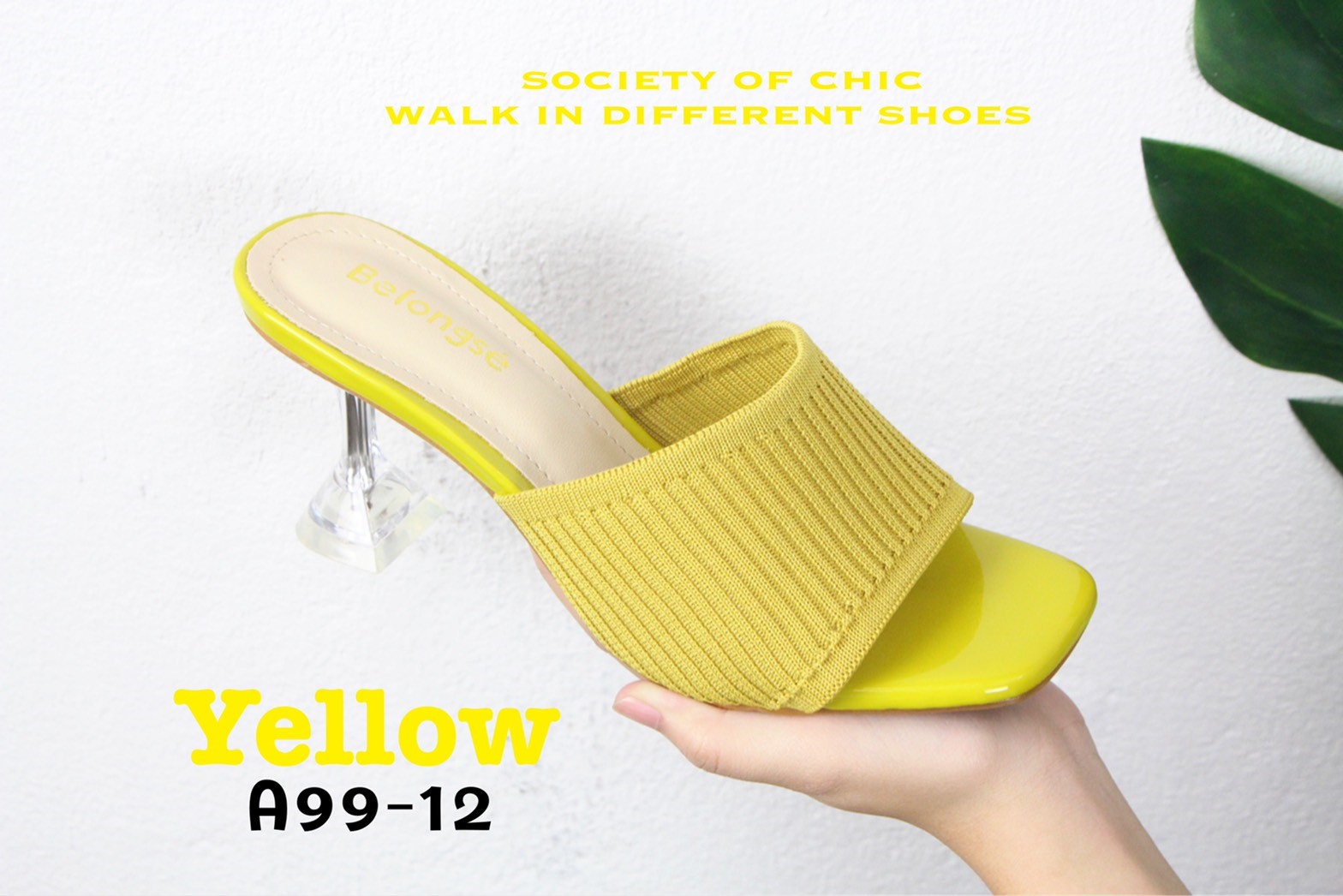 รองเท้าแตะเสริมส้นแจกันใส (สีดำ)