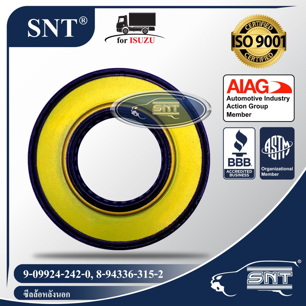 SNT ซีลล้อหลังนอก, Oil Seal - ISUZU ( อีซูซุ ) รุ่น ELF250, NLR, NMR, NKR, NPR, เพลาลอย S250 ELF แอ้ว,TCPY,PRO รุ่นเก่า(ลูกปืนมาตรฐาน) P/N 9-09924-242-0, 9099242420