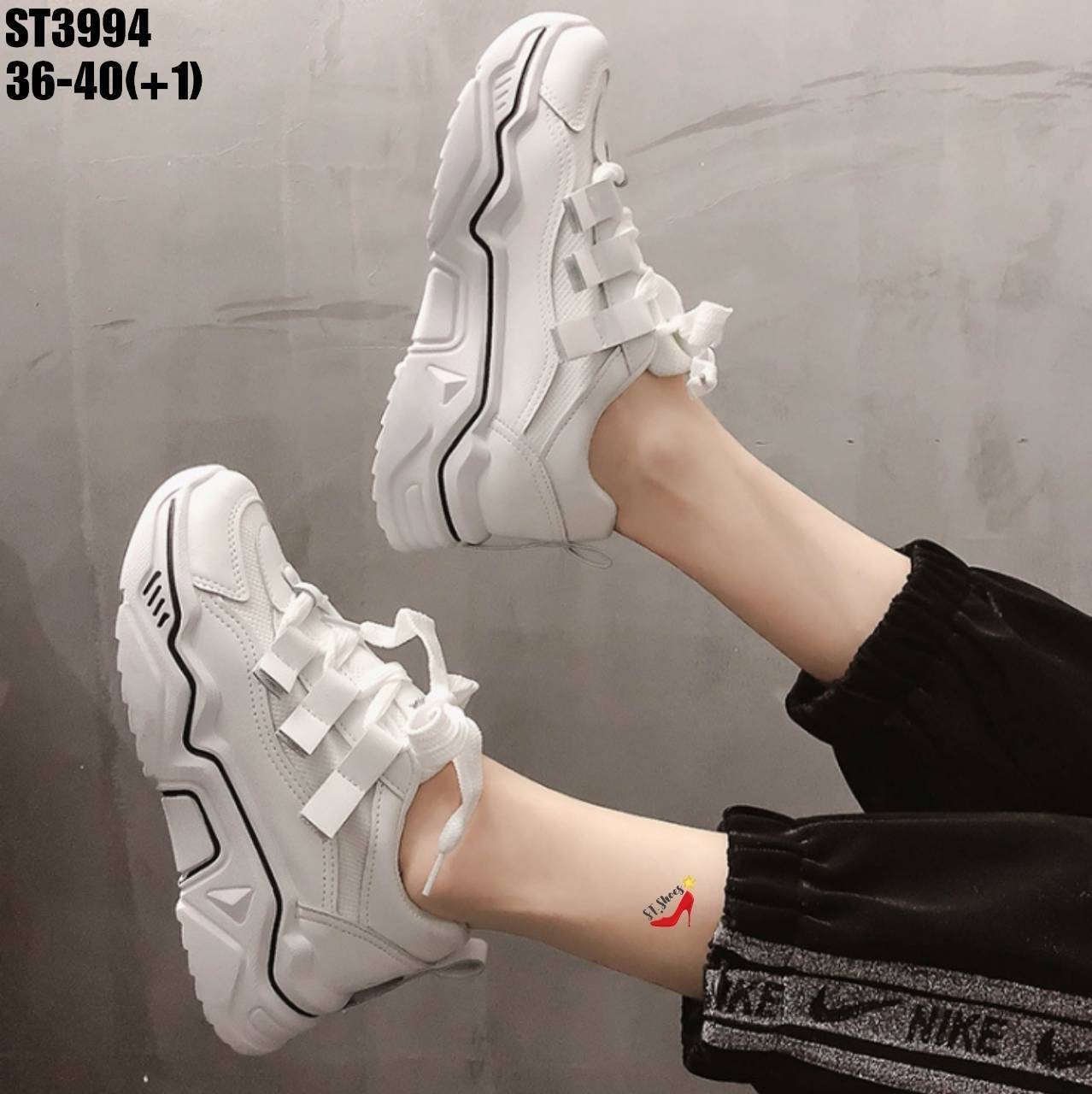 รองเท้าผ้าใบSportแต่งเมจิกเทป (สีขาว)