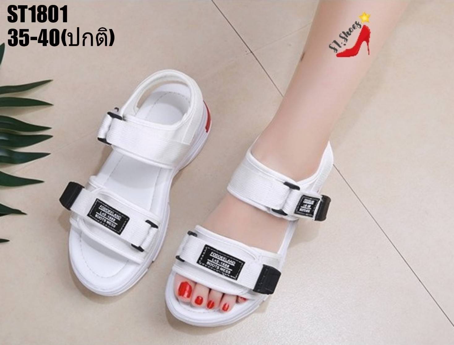 รองเท้าลำลองสไตล์sportแต่งเมจิกเทป (สีดำ)