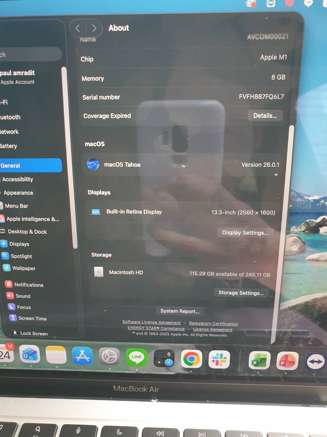 โน๊ตบุ๊ค Apple Macbook Air m1 2020 8/256 สภาพดีมาก